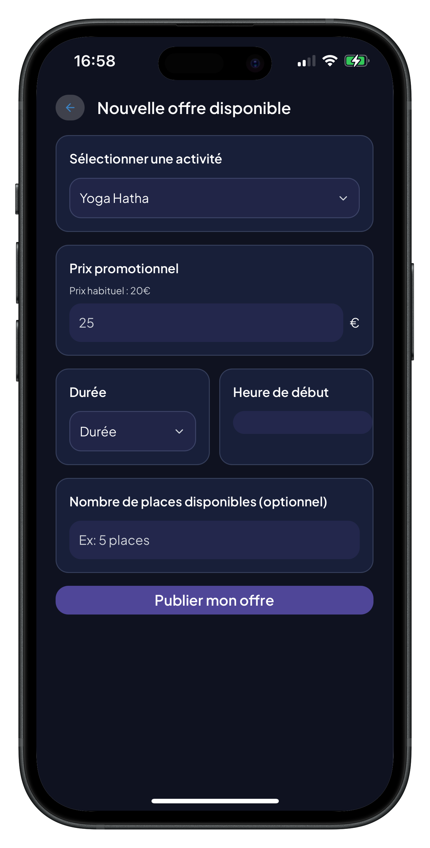 Formulaire de publication d'offre